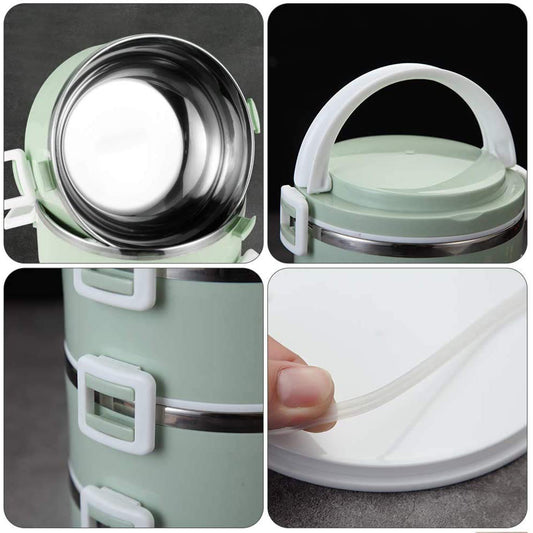 Wukusy 2-layer stainless steel hot lunch box with multi-layer design, ideal for home and kitchen use, featuring insulated compartments.