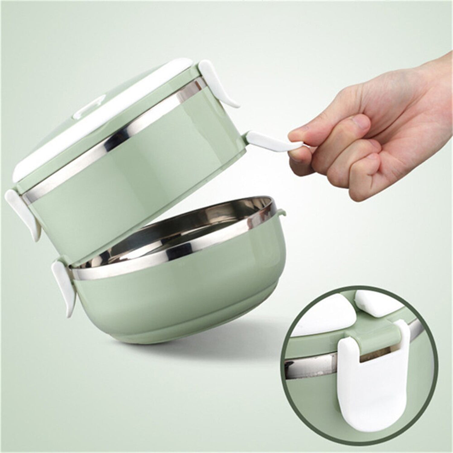 Wukusy 2873 multi-layer stainless steel hot lunch box with two compartments for home and kitchen use
