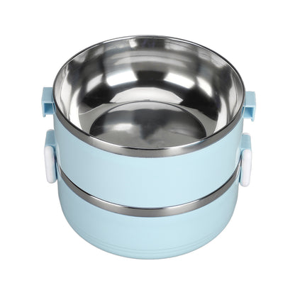 Wukusy 2-layer stainless steel hot lunch box with multiple compartments for home and kitchen use.