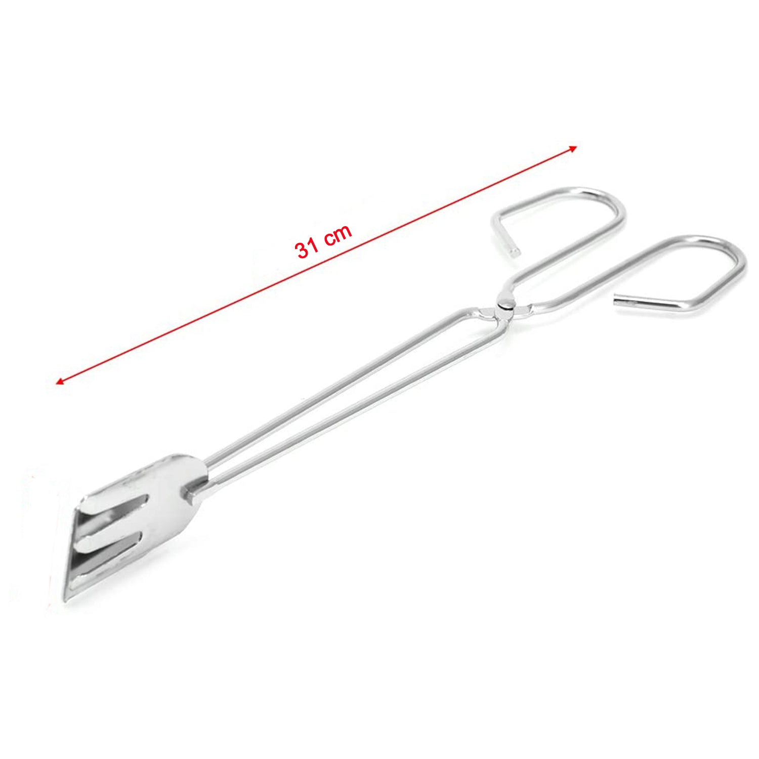 Wukusy 31cm multi-functional metal BBQ clip tongs for grilling, charcoal handling, and serving in home and kitchen settings.