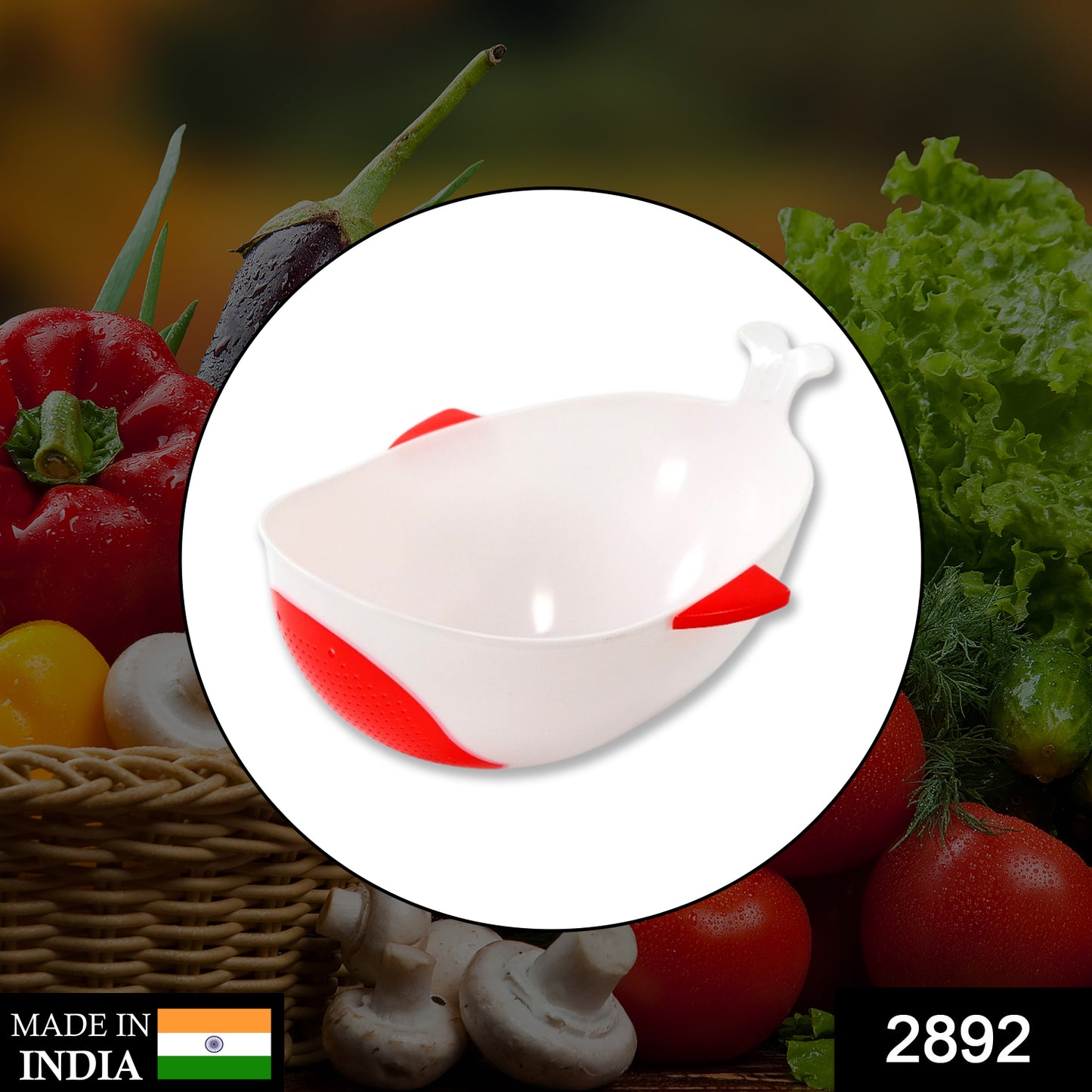 Wukusy plastic washing bowl and strainer for rice, pulses, fruits, vegetables, noodles, and pasta in a home kitchen setting
