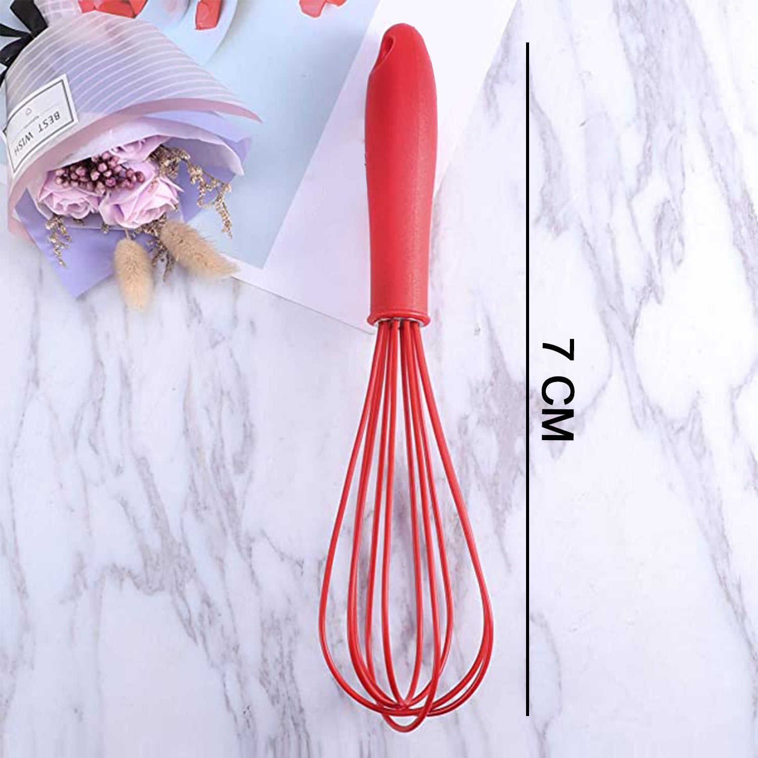 Wukusy manual whisk mixer with silicone-coated wire for whipping cream, eggs, and flour in home kitchen baking.