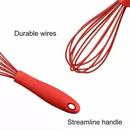 Wukusy manual whisk mixer with silicone handle for whipping cream, mixing eggs, flour, ideal for kitchen baking tasks.