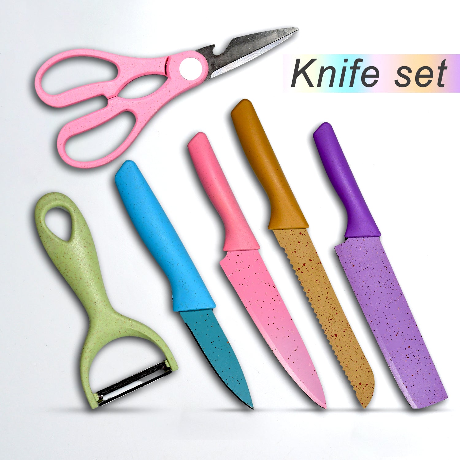 Wukusy 6-piece forged kitchen knife set with box, including professional-grade knives for home and kitchen use.
