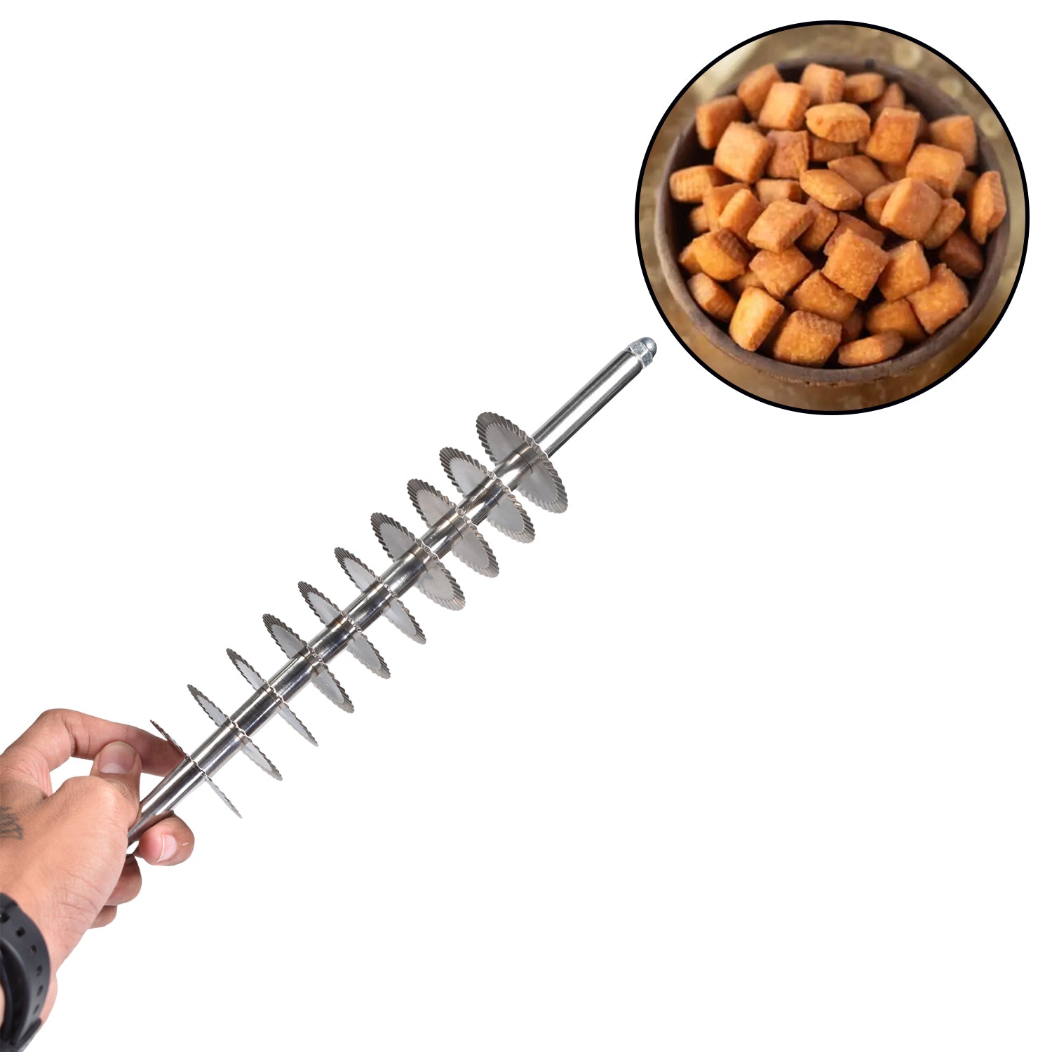 Wukusy dough cutter tool for kitchen, round metal cutter with handle, ideal for cutting and shaping dough in home baking.