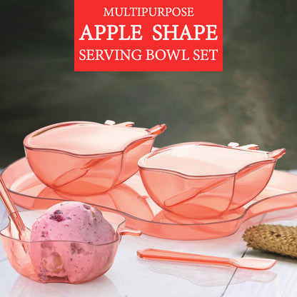 Apple-shaped 2-piece serving set with bowl, spoon, and tray by Wukusy for snacks, pickles, and dinnerware presentation.