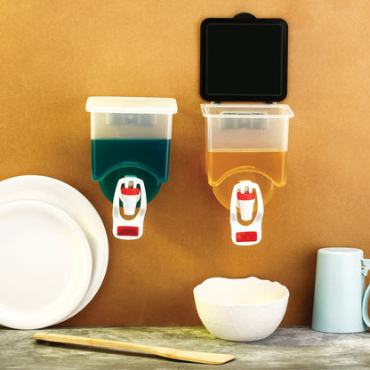 Wall-mounted Wukusy oil dispenser bottle, 1100ml capacity, designed for kitchen wall mounting and easy oil storage.