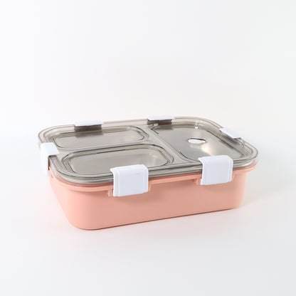 Wukusy 3-compartment lunch box for home and kitchen, featuring separate sections for storing different foods.