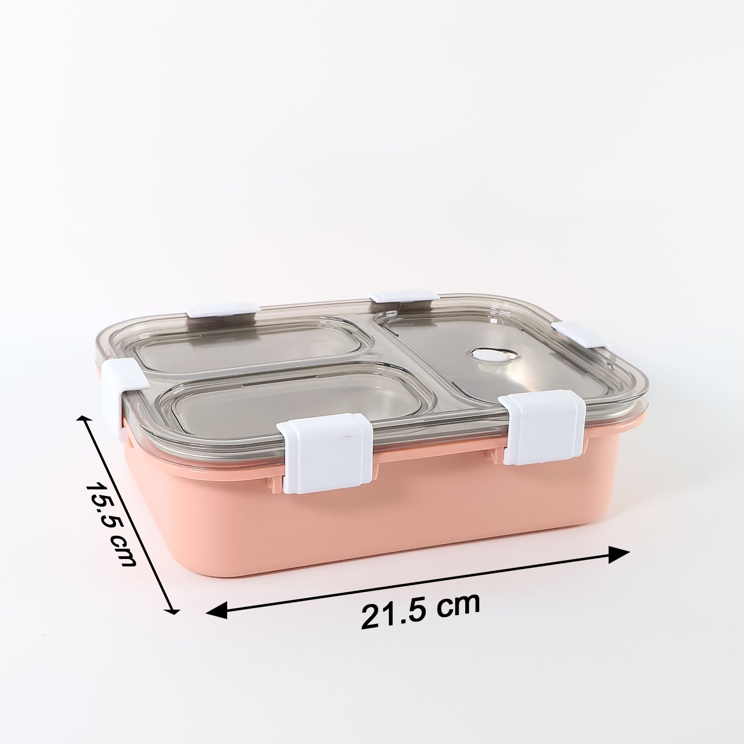 Wukusy 3-compartment lunch box for home and kitchen, featuring separate sections for snacks and meals, made of durable plastic.