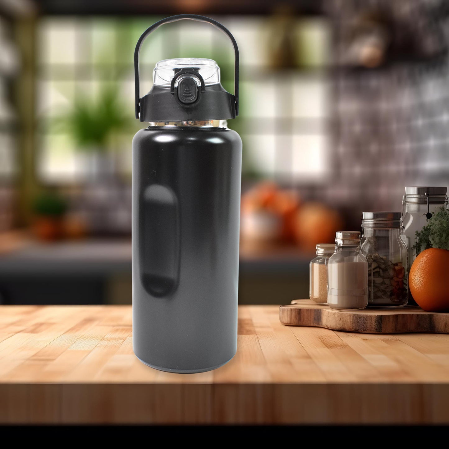 Set of three Wukusy stainless steel insulated water bottles in different sizes with double-wall vacuum insulation for home and kitchen use.