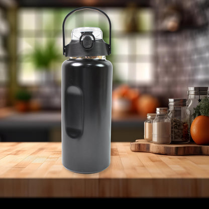 Set of three Wukusy stainless steel insulated water bottles in different sizes with double-wall vacuum insulation for home and kitchen use.