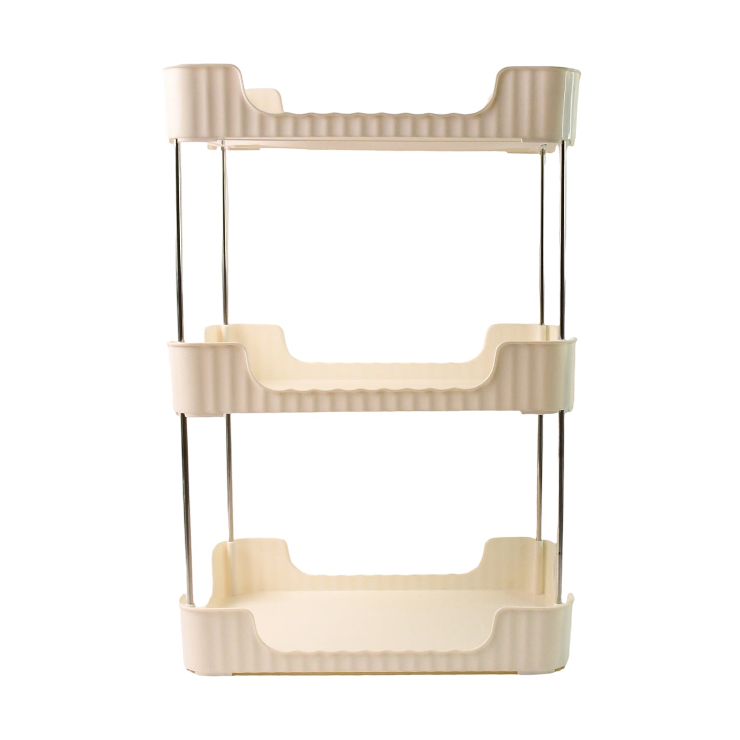 Wukusy 3-tier multipurpose storage organizer rack for home and kitchen, with multiple shelves for versatile storage.