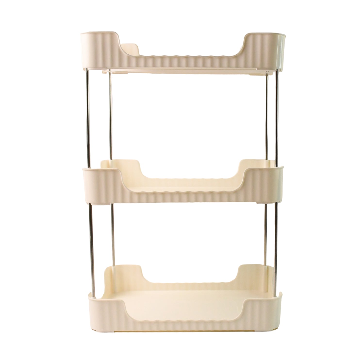 Wukusy 3-tier multipurpose storage organizer rack for home and kitchen, with multiple shelves for versatile storage.
