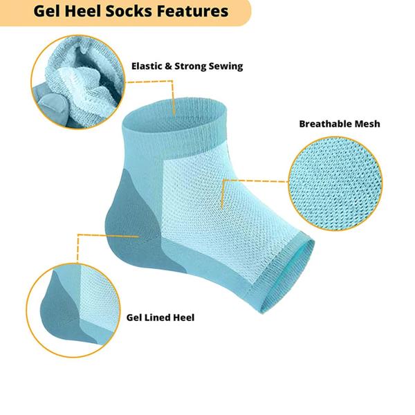 Wukusy 343 Heel Pain Relief Silicone Gel Heel Socks in multicolor, designed to soothe heel discomfort and provide cushioning.