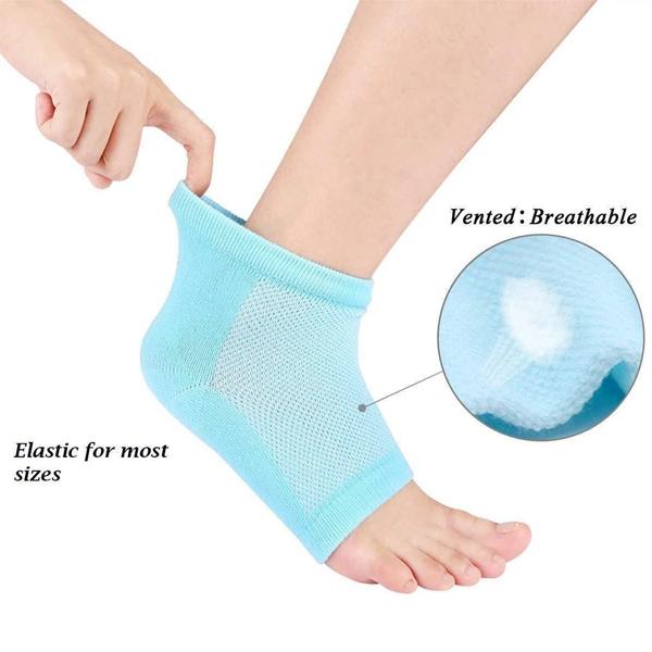 Wukusy 343 Heel Pain Relief Silicone Gel Heel Socks in multicolor for comfort and support at home.