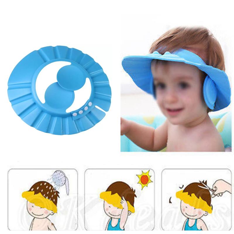 Wukusy adjustable safe soft baby shower cap with a gentle fabric design, perfect for keeping babies comfortable during baths.