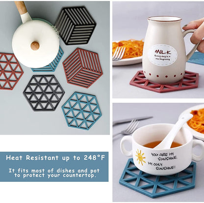 Wukusy PVC cup mat and tea coaster set with non-slip, high-temperature insulation, hollow design, and anti-hot features for home use.