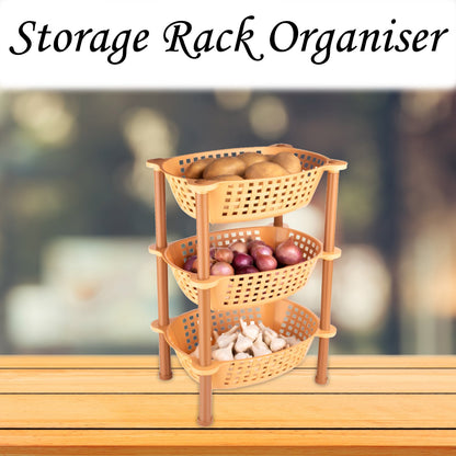 Set of three Wukusy plastic storage racks for home and kitchen organization, with multiple compartments for versatile storage.