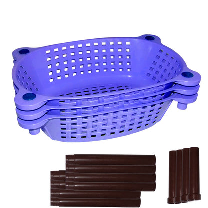 Set of three Wukusy multipurpose plastic storage racks for home and kitchen organization, featuring open shelves and modular design.