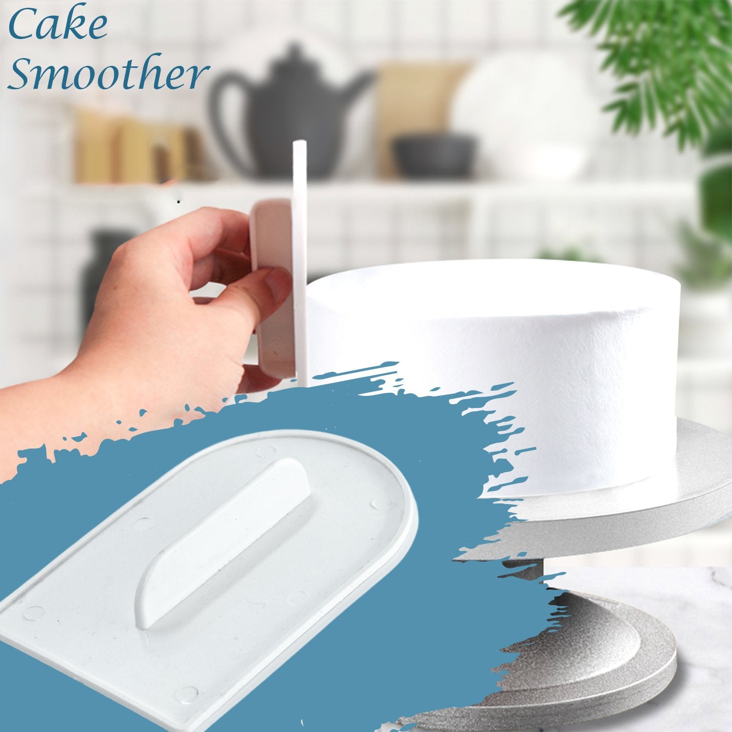 Wukusy plastic cake and pastry decorating icing smoother, ideal for even cake and candy surface finishing in home baking.
