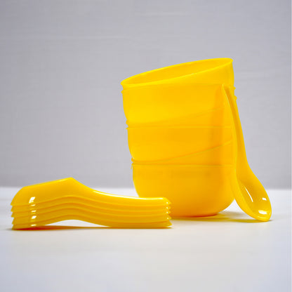 Wukusy plastic soup bowl and spoon set for kitchen and home use, featuring durable design and lightweight construction.