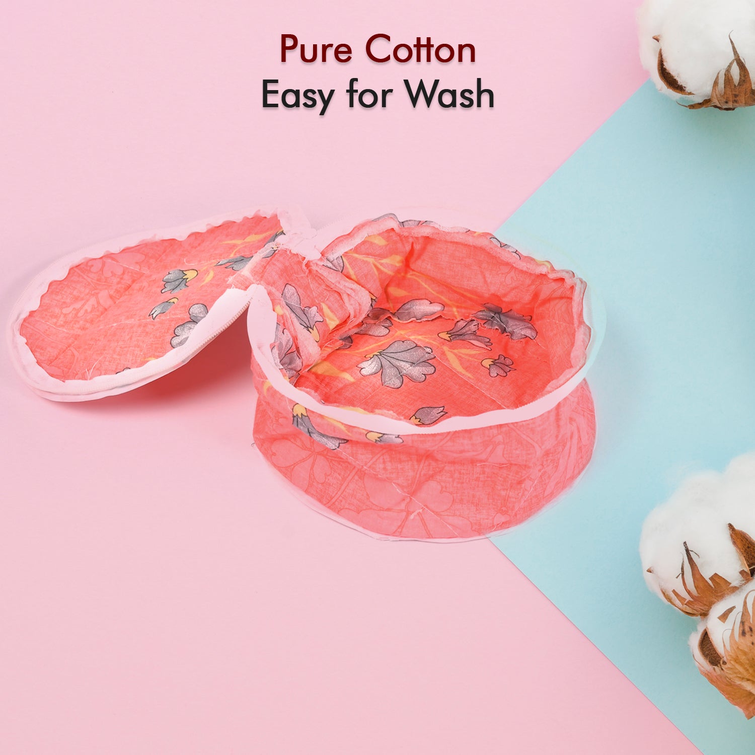 Colorful Wukusy cotton cloth chapatti box with washable roti rumals and casserole basket for home and kitchen use.
