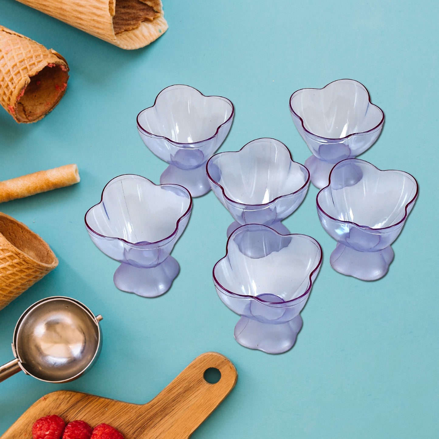 Six Wukusy brown dessert bowls for ice cream, salad, or fruit, arranged in a box, ideal for home and kitchen use.