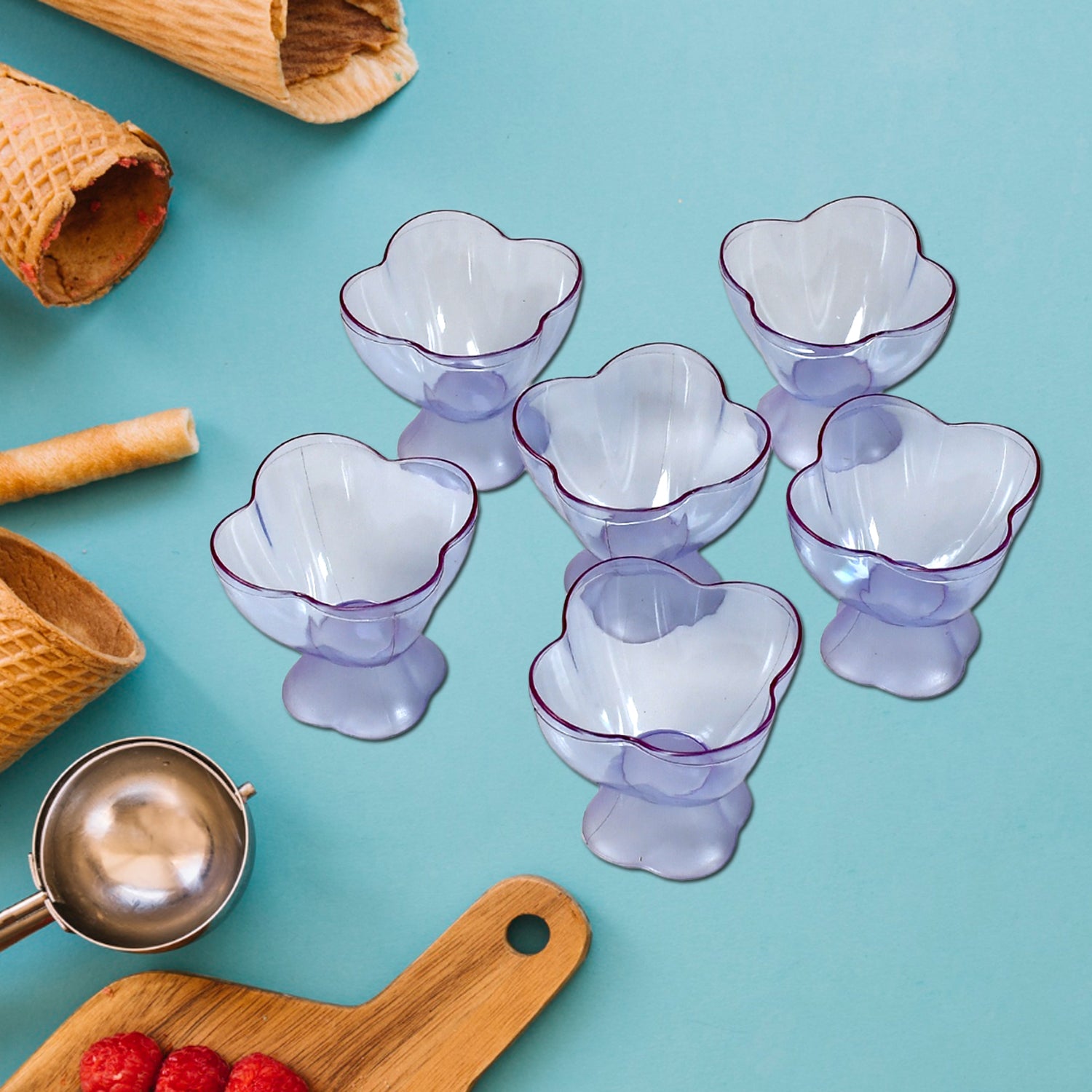 Six Wukusy brown dessert bowls for ice cream, salad, or fruit, arranged in a box, ideal for home and kitchen use.