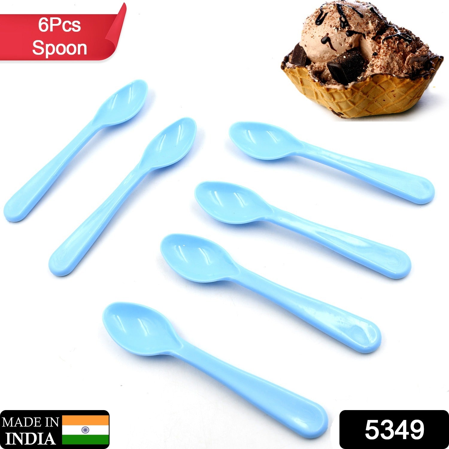 Wukusy 6-piece plastic spoon set with heat-resistant ABS material, including table, tea, and coffee spoons for home and kitchen use.