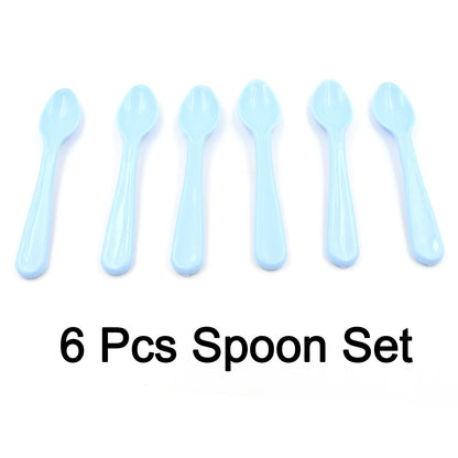 Wukusy 6-piece set of heat-resistant plastic spoons for tea, coffee, and table use, made from durable ABS plastic.