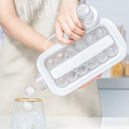 Wukusy foldable ice tray with lid, 2-in-1 ice box and ball maker, 14 ice balls for camping, hiking, and outdoor use.