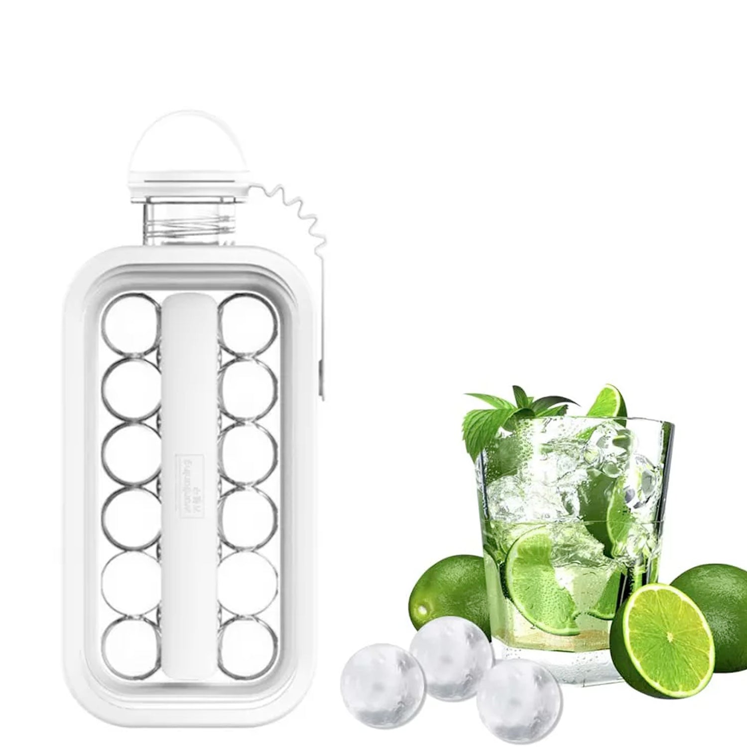 Wukusy foldable ice tray with lid for making 14 ice balls and cubes, ideal for camping, hiking, and outdoor activities.