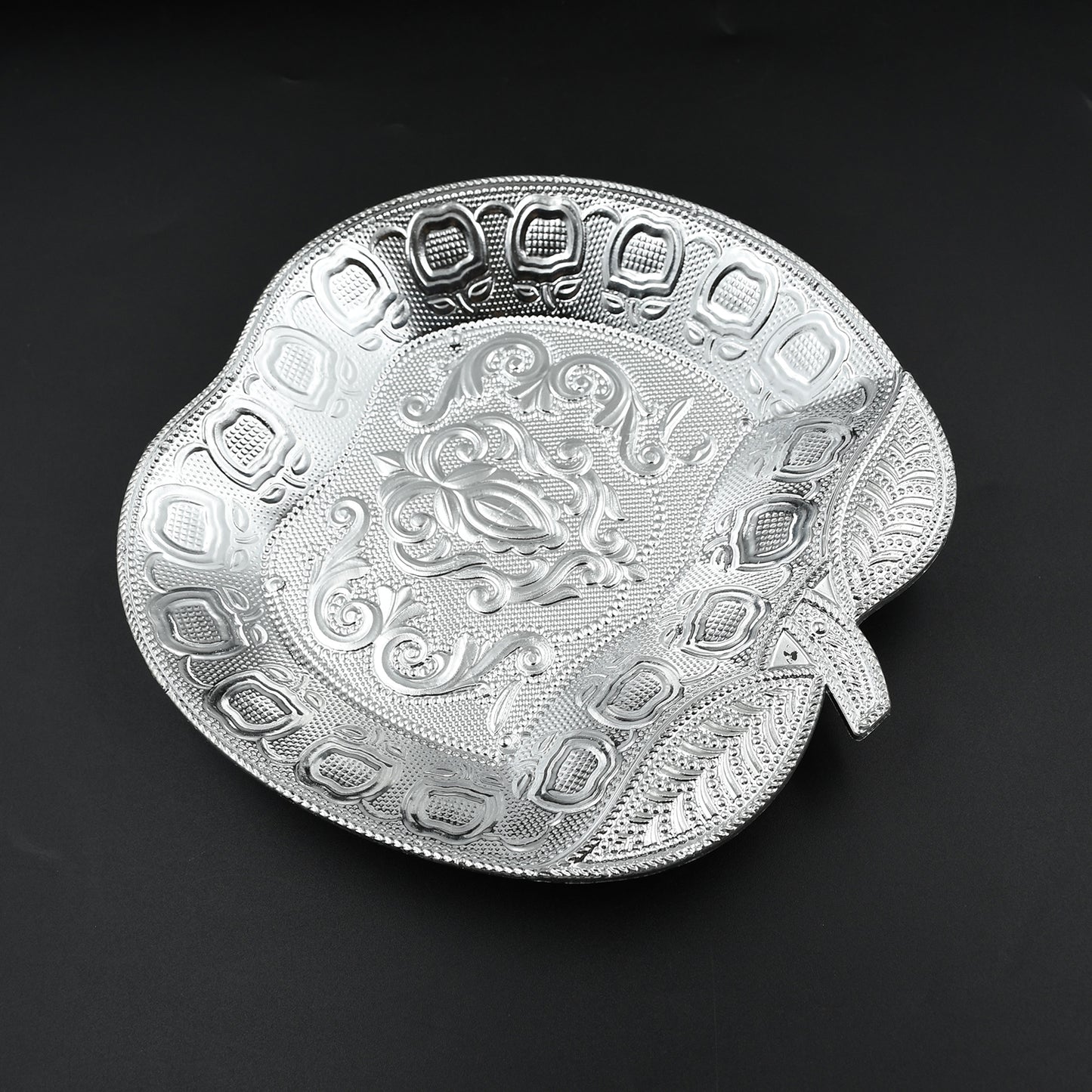 Wukusy decorative Mukhwas serving tray with intricate design, perfect for dry fruits, candies, and snacks in a home kitchen setting.