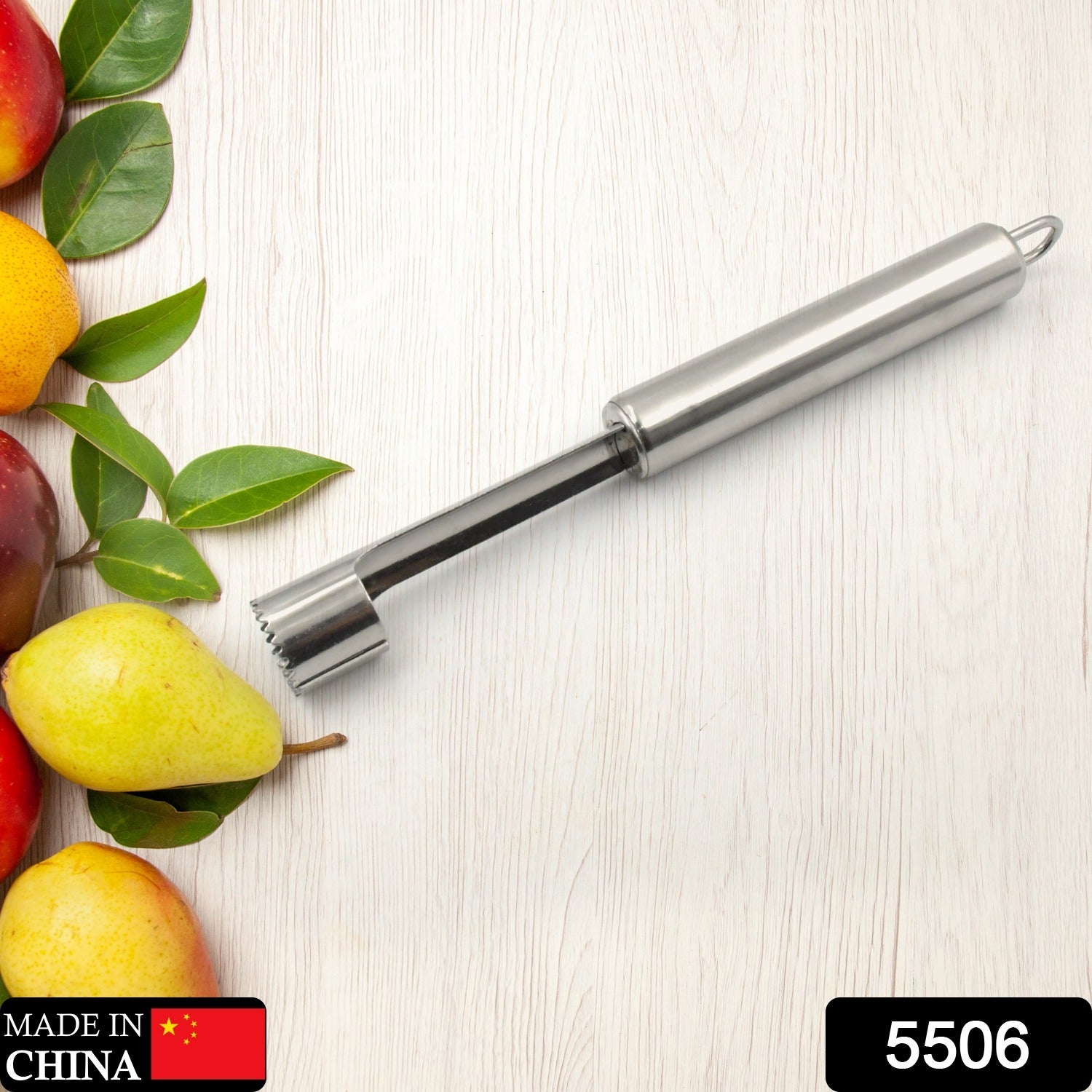 Wukusy stainless steel fruit core remover set for apples and pears with soft handle, kitchen prep tool, dishwasher safe.