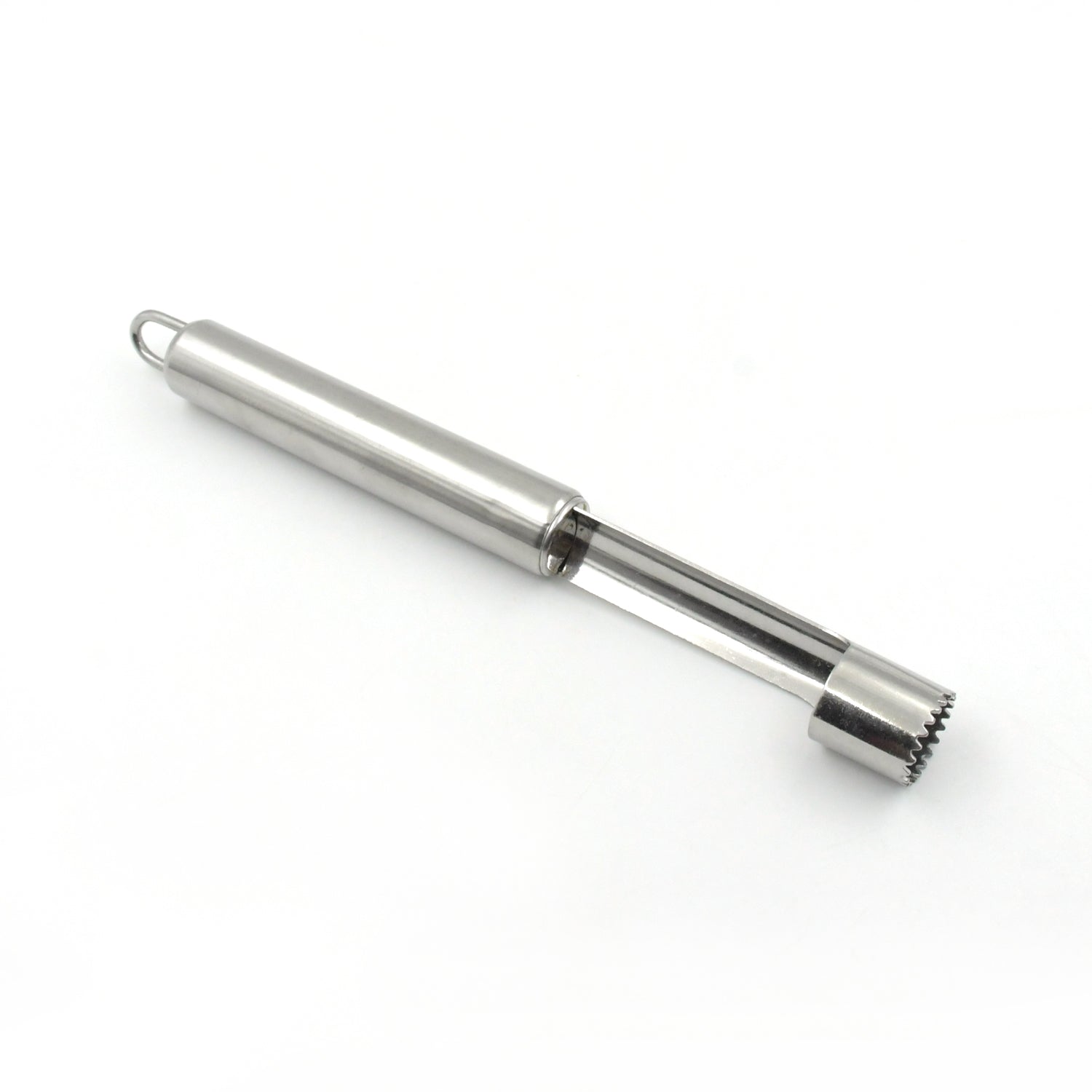 Wukusy stainless steel fruit core remover for apples and pears, with soft handle and dishwasher-safe kitchen prep tool.