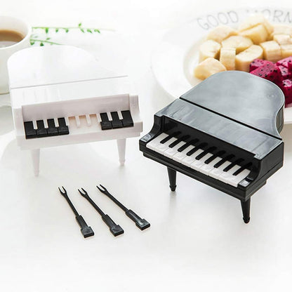 Wukusy 10-piece set of creative piano-shaped fruit forks for dessert and snack picking, kitchen and dining tools.