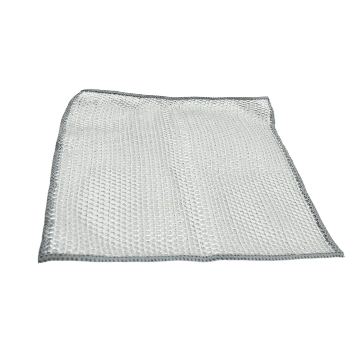 Wukusy double-sided microfiber cloth with stainless steel scrubber, non-scratch wire dishcloth for durable kitchen cleaning, 20x20 cm.