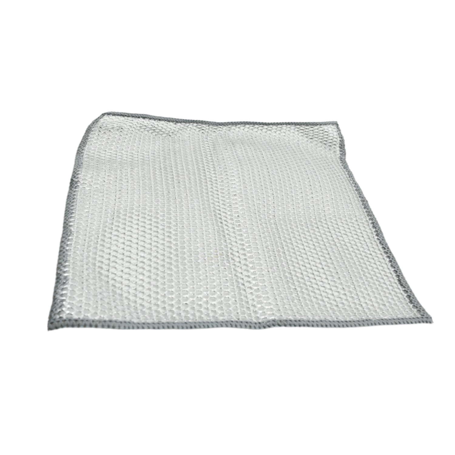 Wukusy double-sided microfiber cloth with stainless steel scrubber, non-scratch wire dishcloth for durable kitchen cleaning, 20x20 cm.