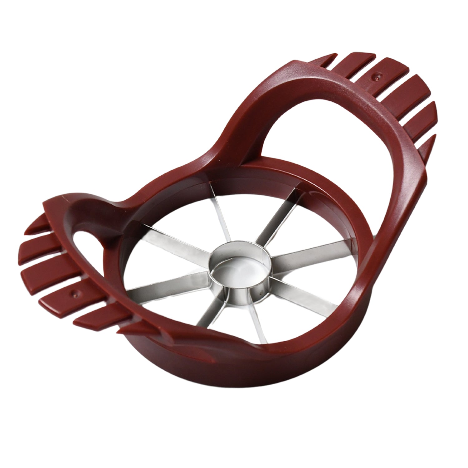 Wukusy stainless steel apple slicer and fruit divider with core remover, designed for efficient apple cutting in the kitchen.