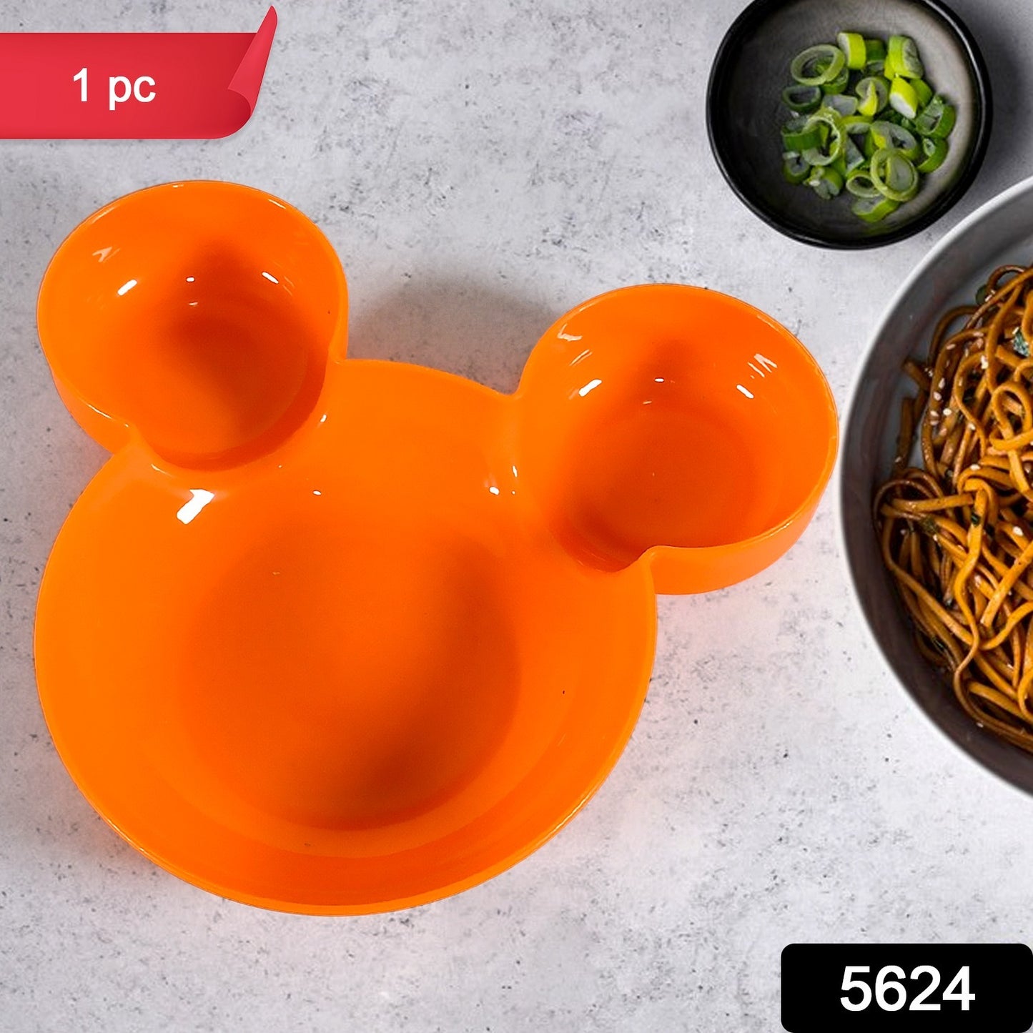 Unbreakable Mickey Mouse shape plate for kids, BPA-free plastic food bowl with cartoon design, suitable for children’s tableware.