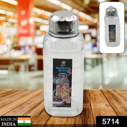 Wukusy plastic transparent Mukhwas bottle with steel cap for mouth fresheners, dry fruits, and kitchen storage, air-tight and BPA-free.