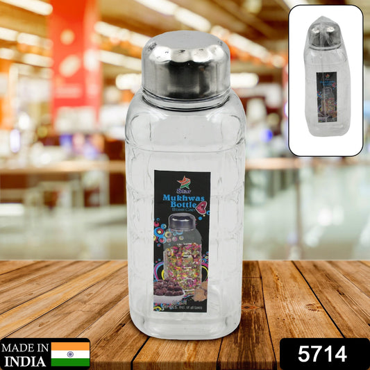 Wukusy plastic transparent Mukhwas bottle with steel cap for mouth fresheners, dry fruits, and kitchen storage, air-tight and BPA-free.