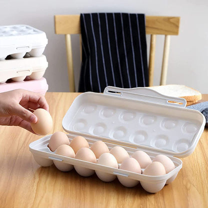 Wukusy 18-grid egg holder storage container with buckle, shock-proof egg carrier and full seal egg shelter for fridge and kitchen use.