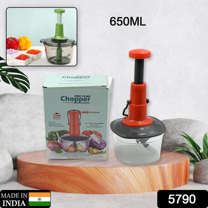 Wukusy manual fruit and vegetable chopper with three stainless steel blades, anti-slip base, and locking system in a kitchen setting.