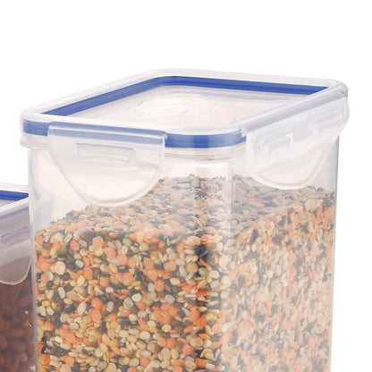 Wukusy 3-piece set of transparent rectangle ABS food storage containers with leak-proof locking lids, 500ml, 1000ml, and 1500ml capacities.