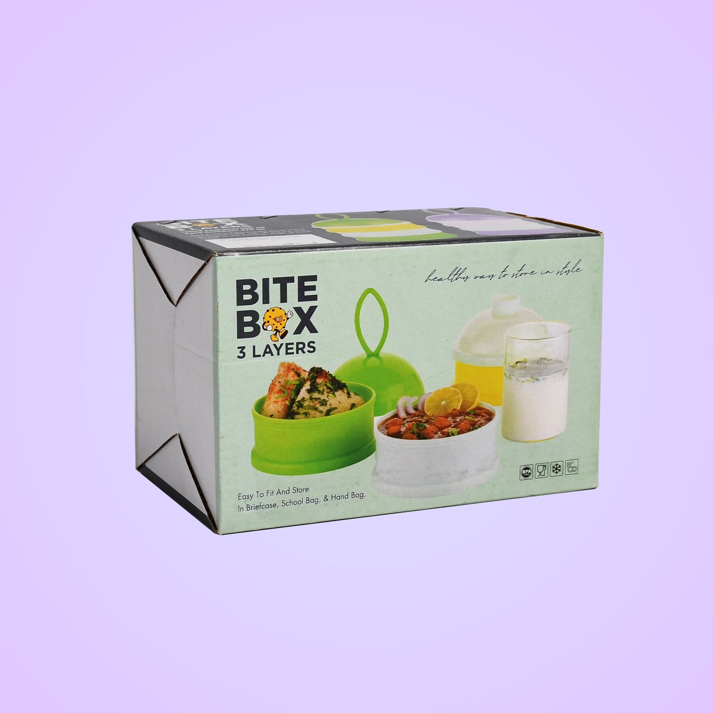 Green Wukusy 3-layer lunch box with liquid food container, featuring a unique design and bite-sized compartments for home and kitchen use.