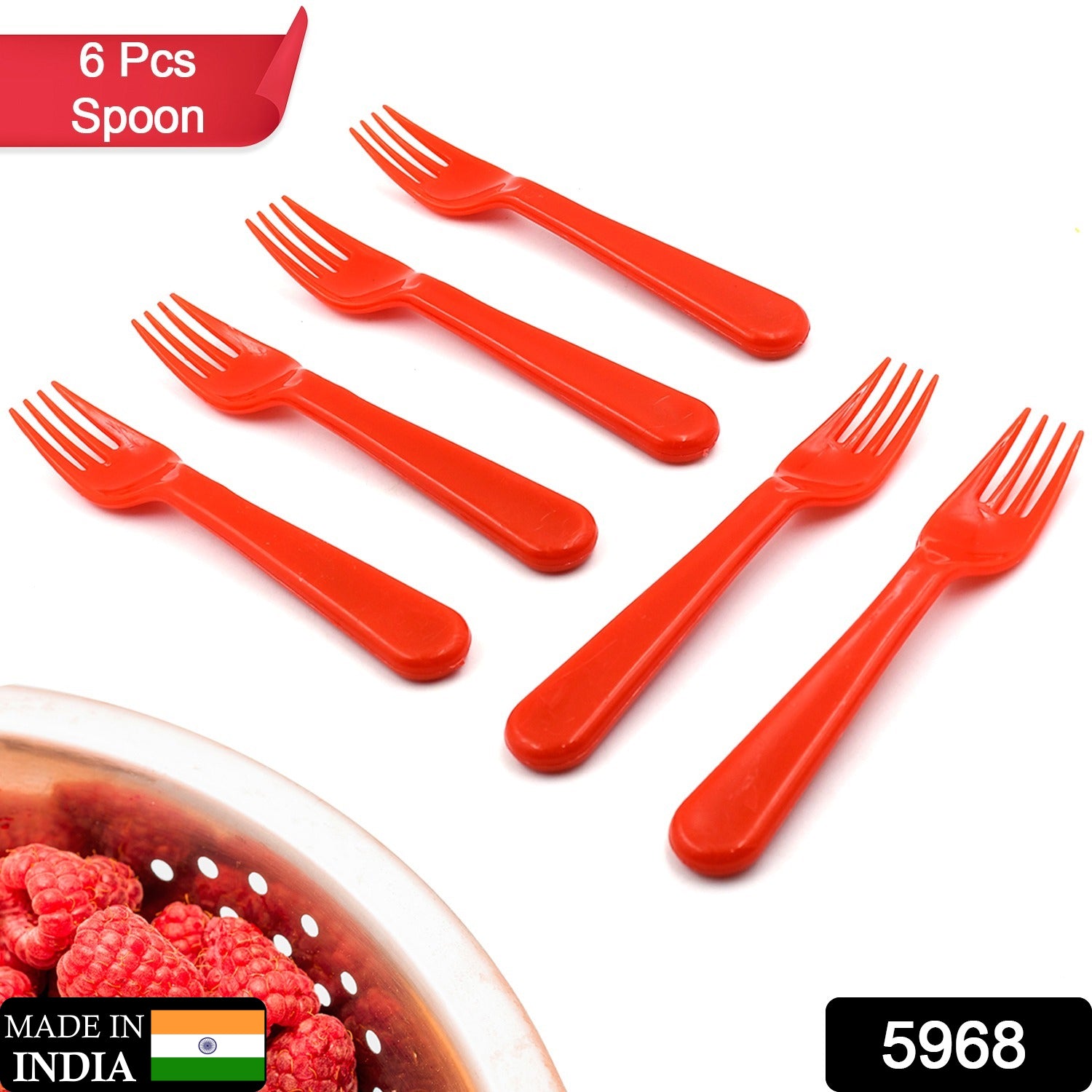 Wukusy 6-piece plastic fork and spoon set including fruit, vegetable, salad, and dessert utensils for home use