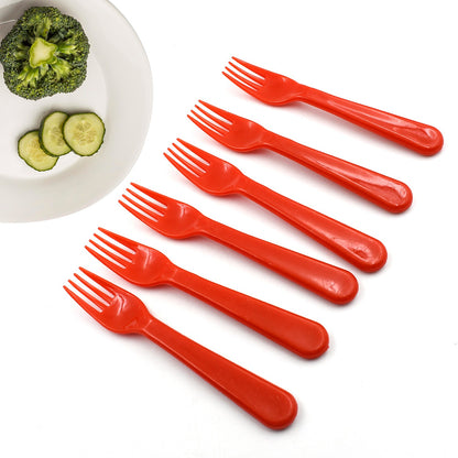 Wukusy 6-piece plastic fork and spoon set including fruit, vegetable, salad, and dessert utensils for home use