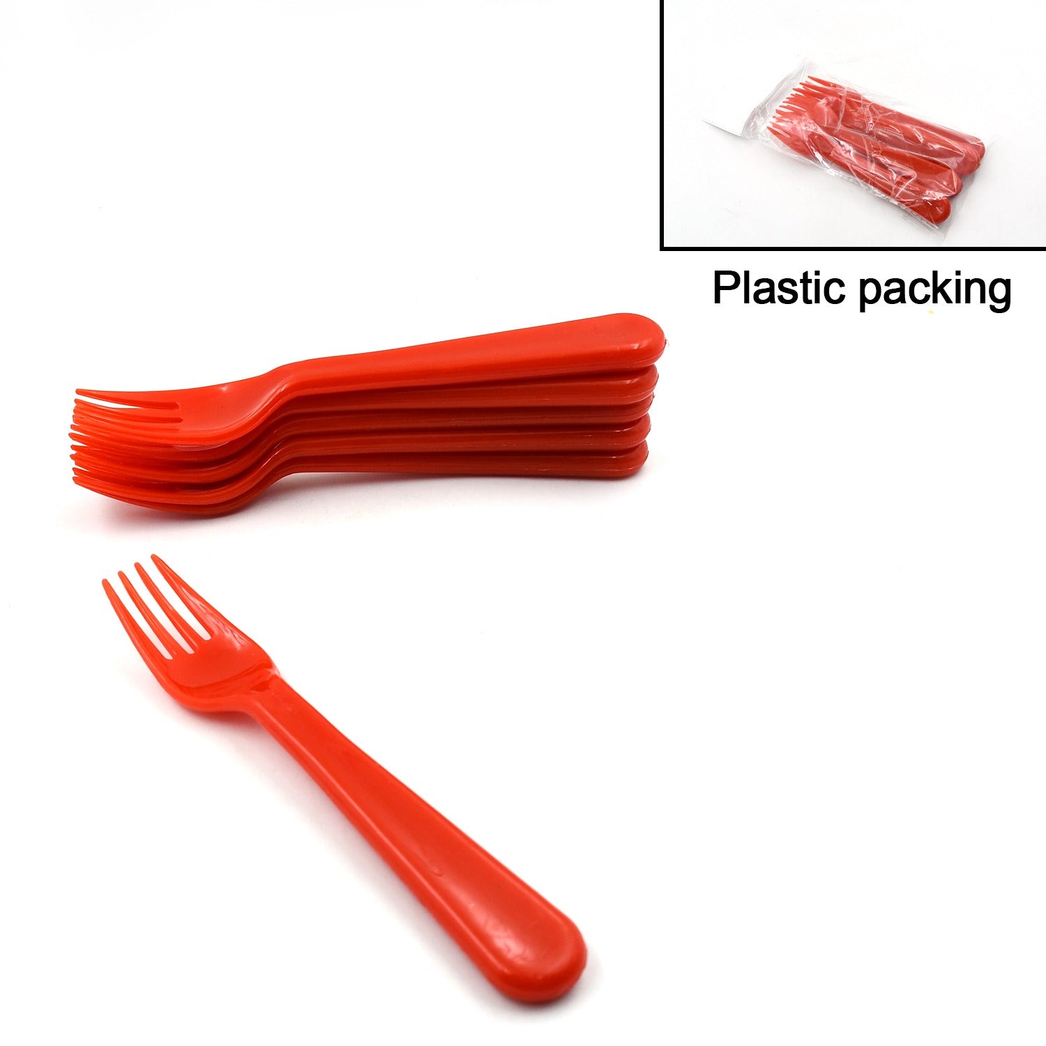 Wukusy 6-piece plastic fork and spoon set with various sizes for fruit, vegetables, salads, and desserts, ideal for home use.