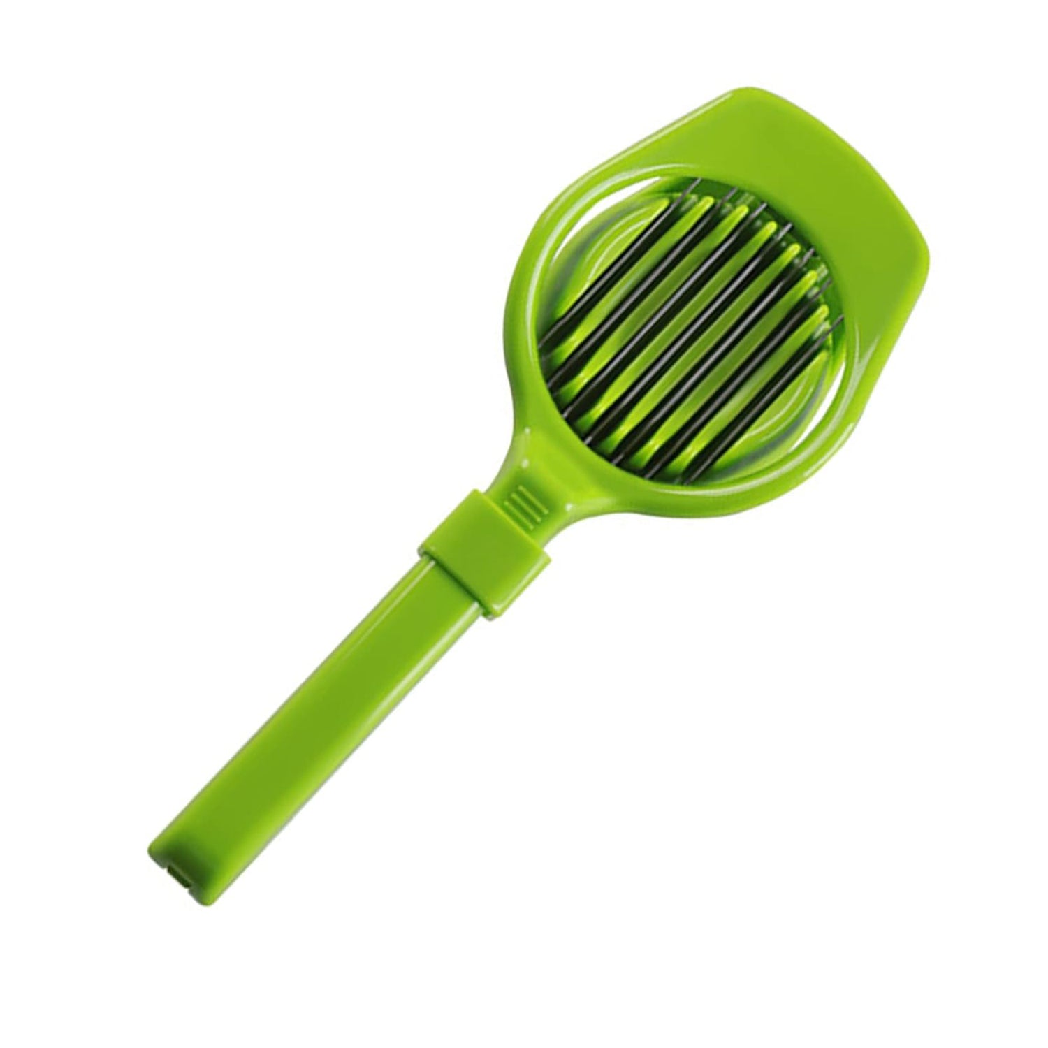 Wukusy multipurpose stainless steel slicer with seven blades for eggs, strawberries, tomatoes, kiwis, and fruit separation.